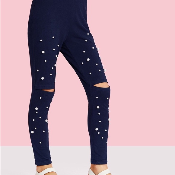 GIRLS PEARL BEADING PANTS - Picture 2 of 4